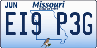 MO license plate EI9P3G