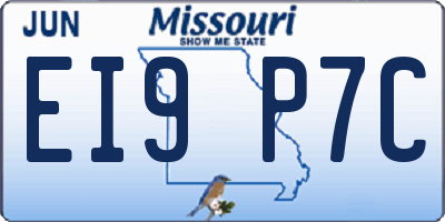 MO license plate EI9P7C