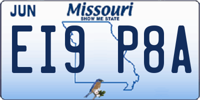 MO license plate EI9P8A