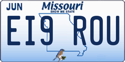 MO license plate EI9R0U