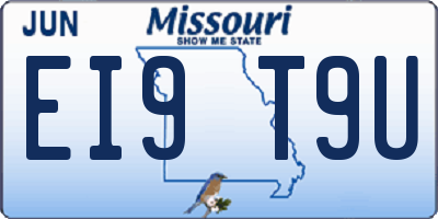 MO license plate EI9T9U