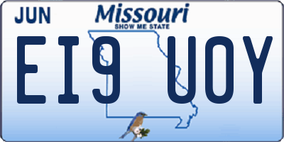 MO license plate EI9U0Y