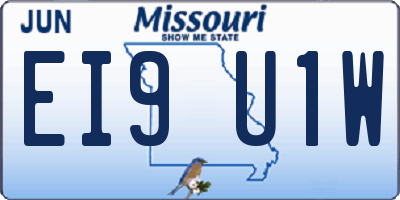MO license plate EI9U1W