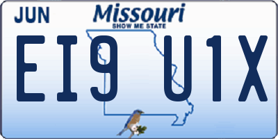 MO license plate EI9U1X