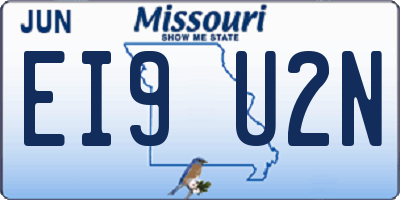 MO license plate EI9U2N