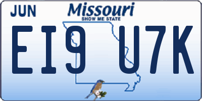 MO license plate EI9U7K