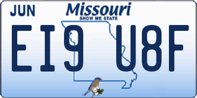 MO license plate EI9U8F
