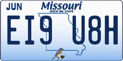 MO license plate EI9U8H