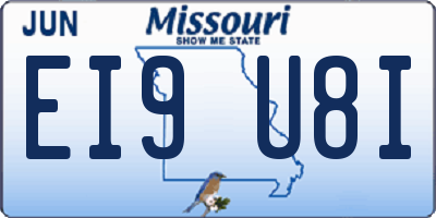 MO license plate EI9U8I