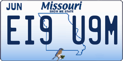 MO license plate EI9U9M