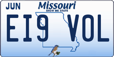 MO license plate EI9V0L