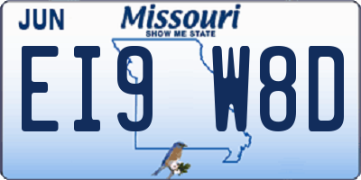 MO license plate EI9W8D