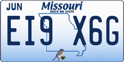 MO license plate EI9X6G