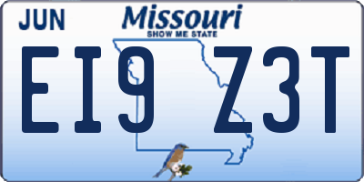 MO license plate EI9Z3T