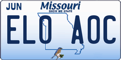MO license plate EL0A0C