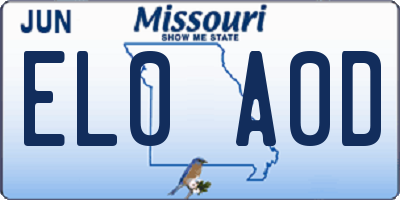 MO license plate EL0A0D