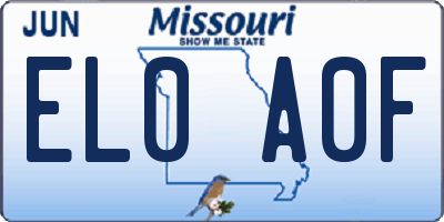 MO license plate EL0A0F