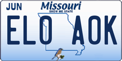 MO license plate EL0A0K