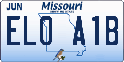 MO license plate EL0A1B