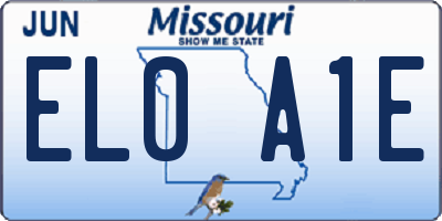MO license plate EL0A1E