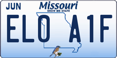MO license plate EL0A1F