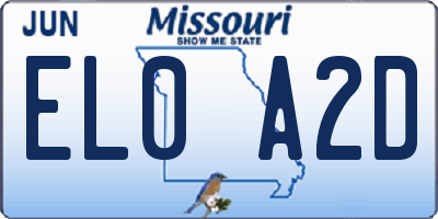 MO license plate EL0A2D