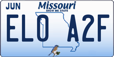 MO license plate EL0A2F