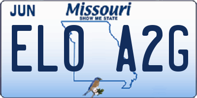 MO license plate EL0A2G