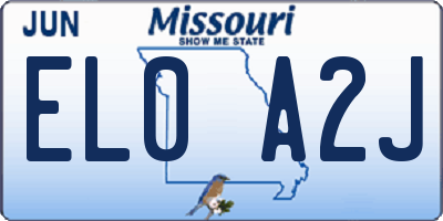 MO license plate EL0A2J