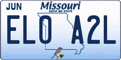 MO license plate EL0A2L