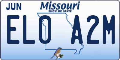 MO license plate EL0A2M