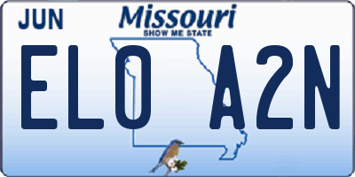 MO license plate EL0A2N