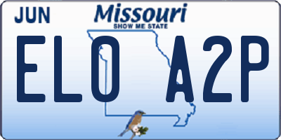 MO license plate EL0A2P