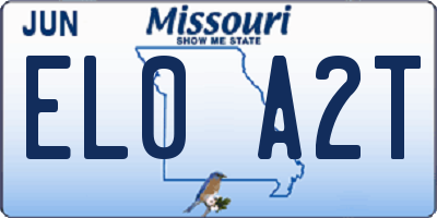 MO license plate EL0A2T
