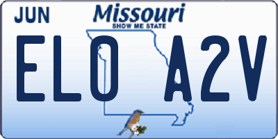 MO license plate EL0A2V