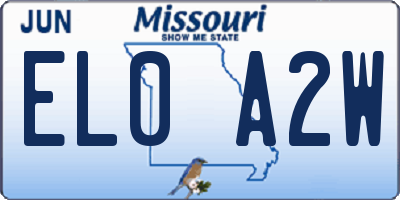 MO license plate EL0A2W