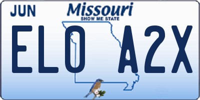MO license plate EL0A2X