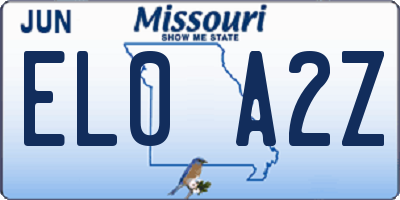 MO license plate EL0A2Z