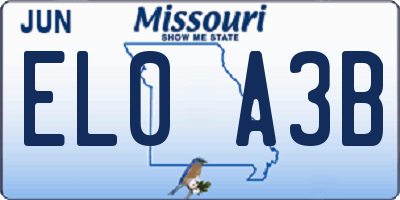 MO license plate EL0A3B