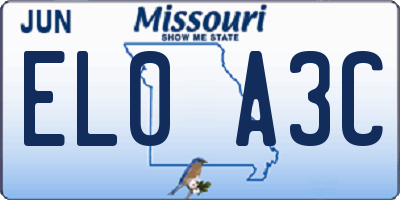 MO license plate EL0A3C
