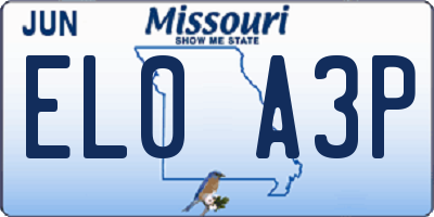 MO license plate EL0A3P