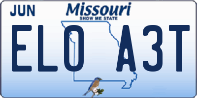 MO license plate EL0A3T