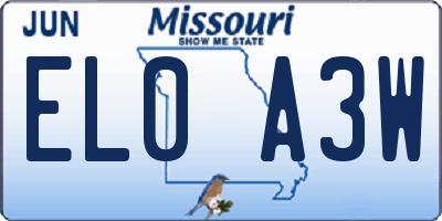 MO license plate EL0A3W