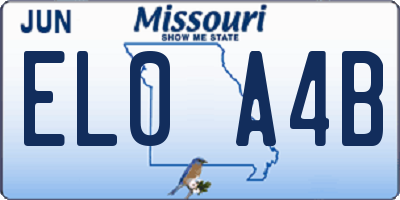 MO license plate EL0A4B