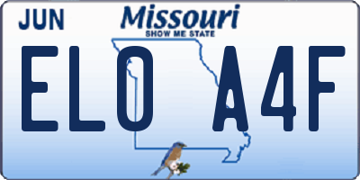MO license plate EL0A4F