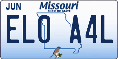 MO license plate EL0A4L