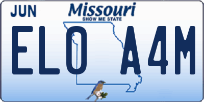 MO license plate EL0A4M