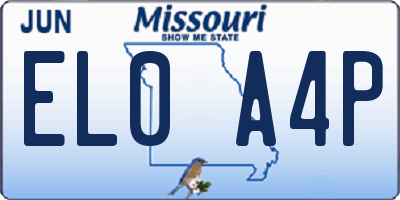 MO license plate EL0A4P