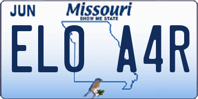 MO license plate EL0A4R