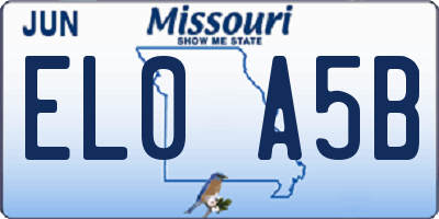 MO license plate EL0A5B